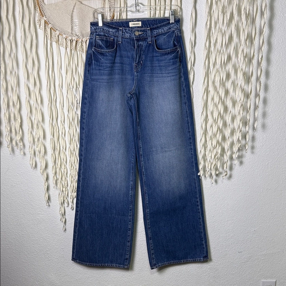 L'Agence NWOT High Rise Wide Leg Full Length Denim Size 24